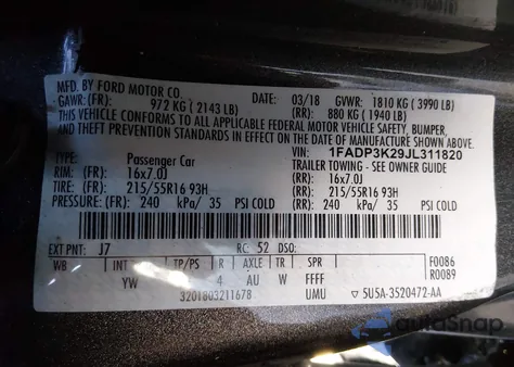 2018 Ford Focus Se из США, поврежденный, VIN 1FADP3K29JL311820